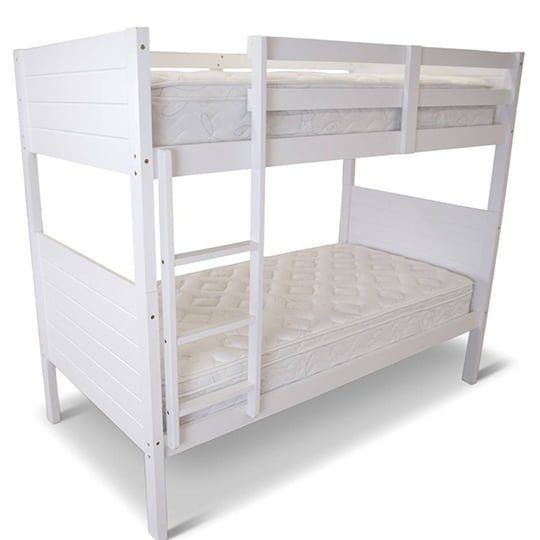 White Milo Pine Wood Single Over Single Bunk Bed