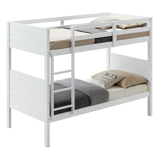 White Milo Pine Wood Single Over Single Bunk Bed