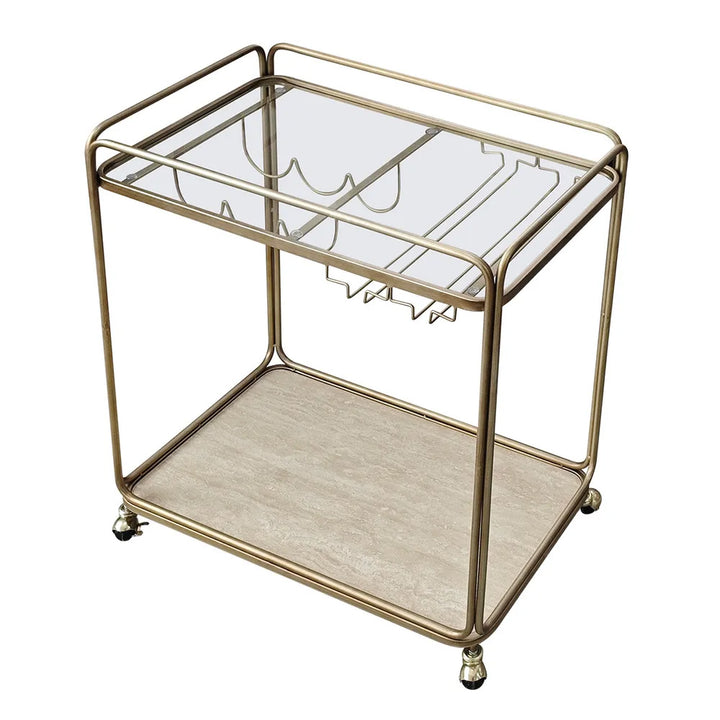 Wentworth Rectangle Bar Cart - Antique Gold