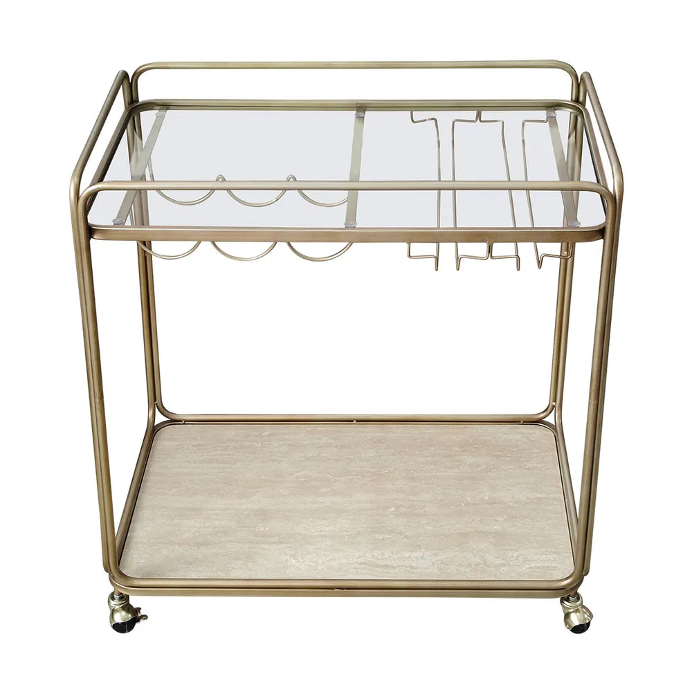 Wentworth Rectangle Bar Cart - Antique Gold