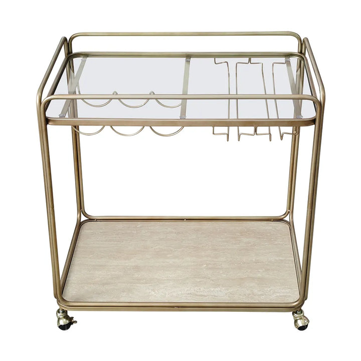 Wentworth Rectangle Bar Cart - Antique Gold