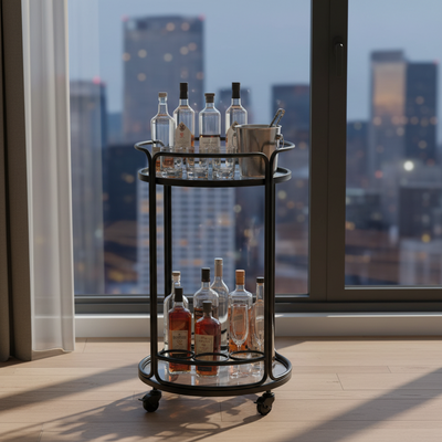 Wentworth Round Bar Cart - Black