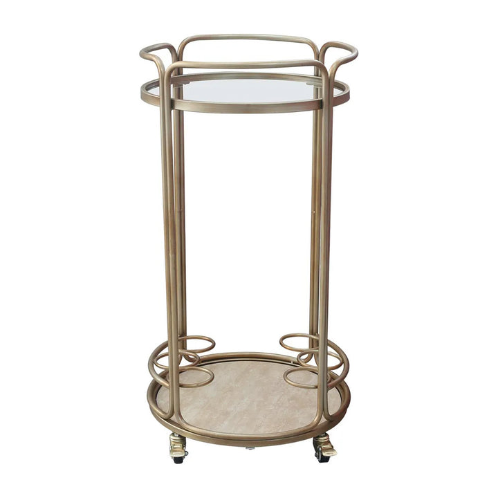 Wentworth Round Bar Cart - Antique Gold