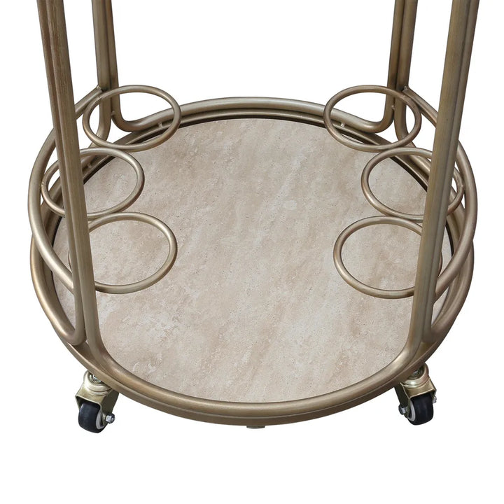Wentworth Round Bar Cart - Antique Gold