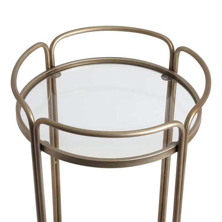 Wentworth Round Bar Cart - Antique Gold
