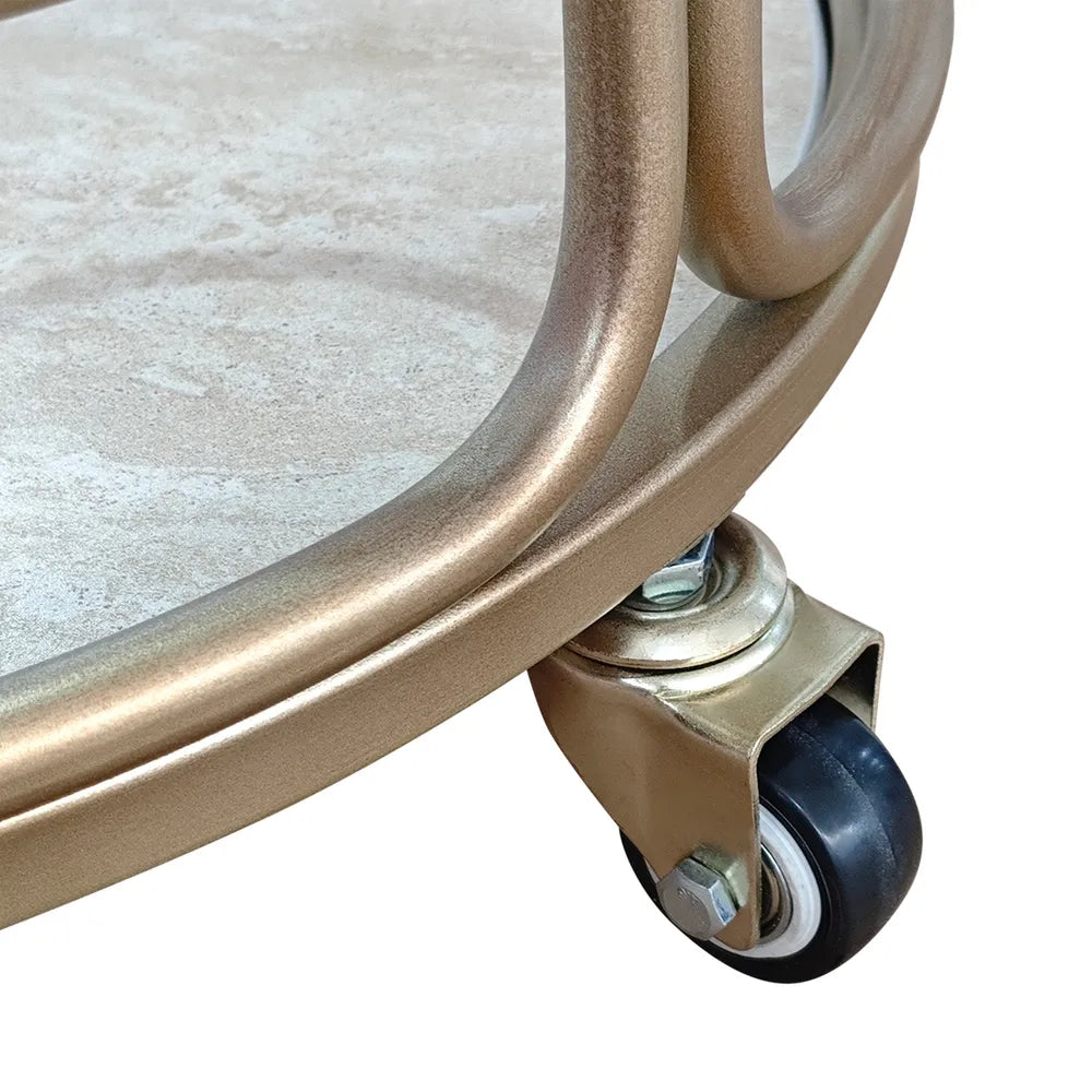 Wentworth Round Bar Cart - Antique Gold