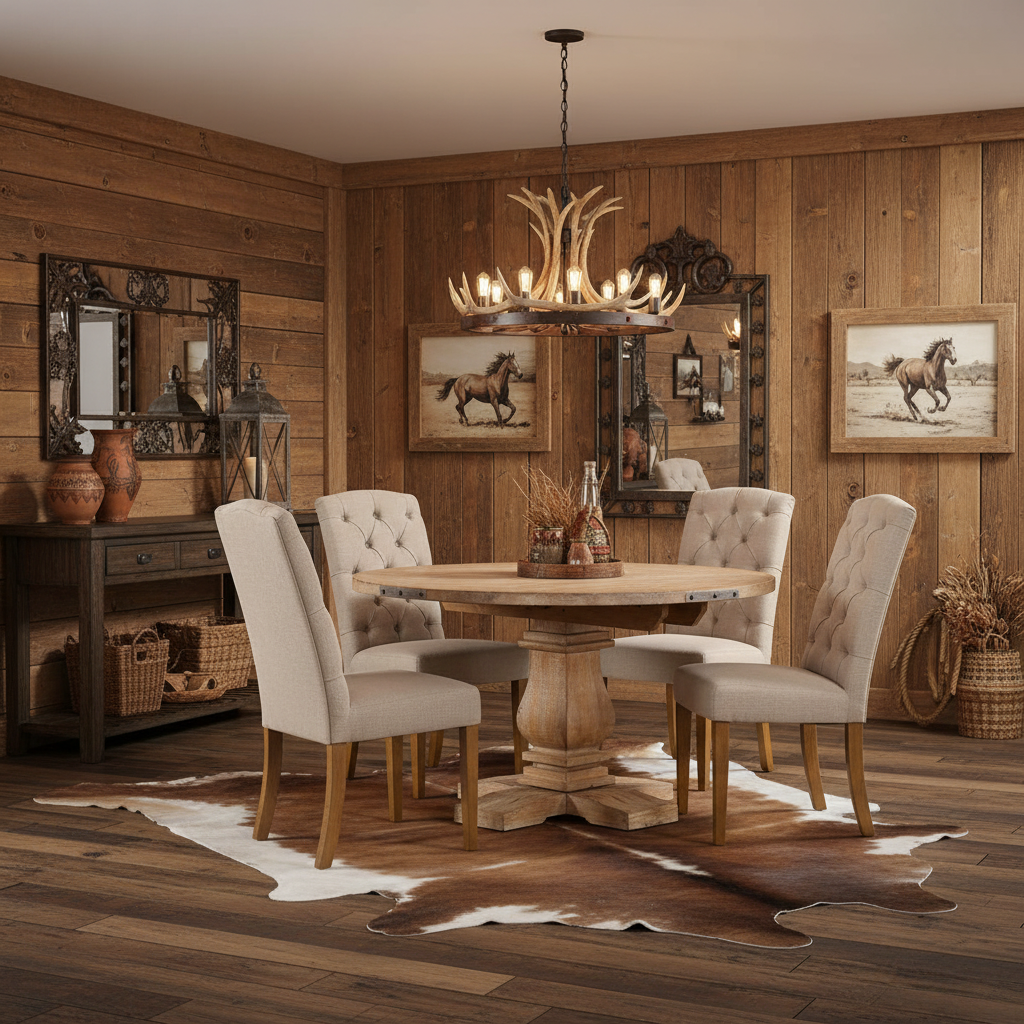 Western 5 Piece Round Dining Package