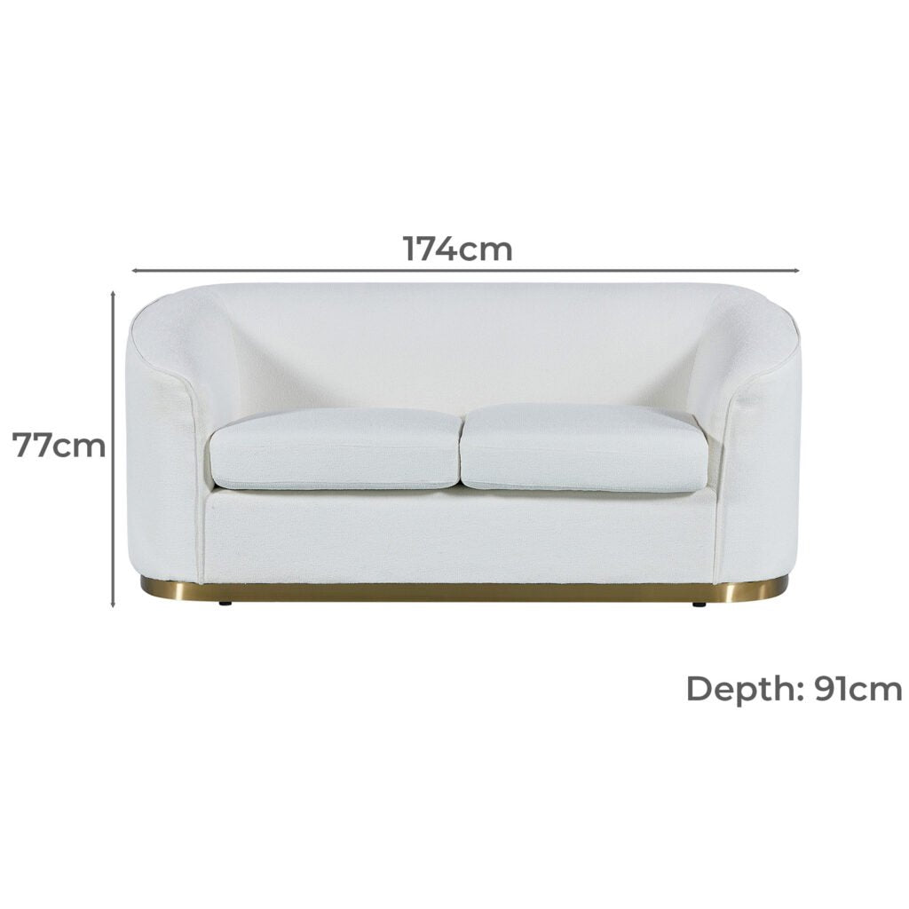 White Erin 2 Seater Boucle Sofa