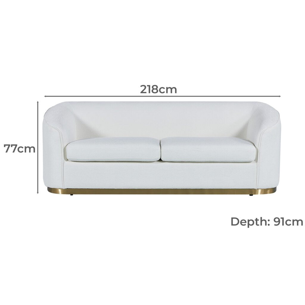 White Erin 3 Seater Boucle Sofa