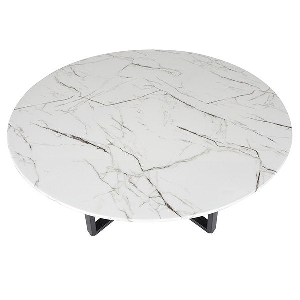 White Nova Faux Marble Dining Table