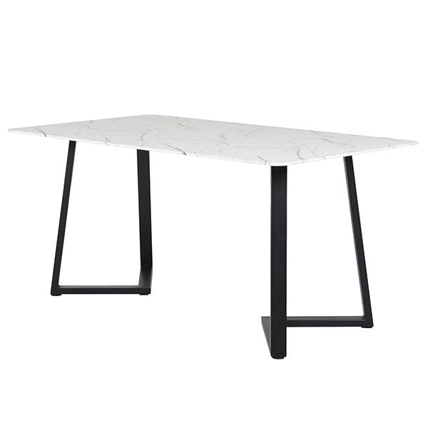 White Porto Faux Marble Dining Table