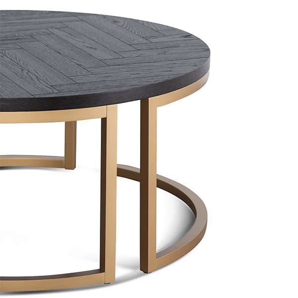 Wilma Round Coffee Table - Peppercorn and Brass