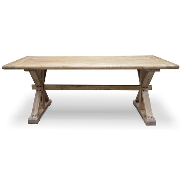 Winston 2m Reclaimed Elm Wood Dining Table - Rustic Natural