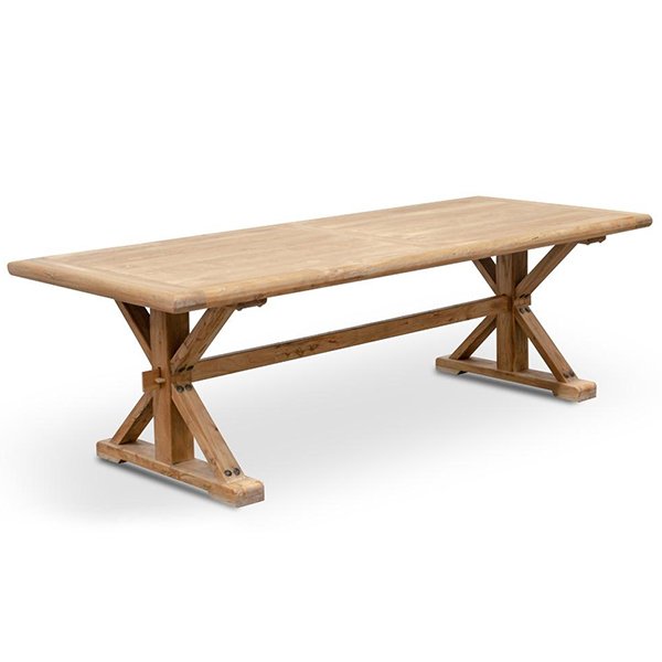 Winston Reclaimed 2.4m Elm Wood Dining Table - Rustic Natural