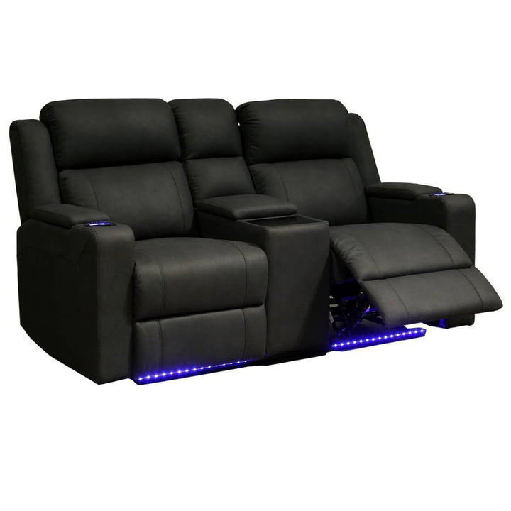 Wolgan 2 Seater Upholstered Recliner Sofa - Black