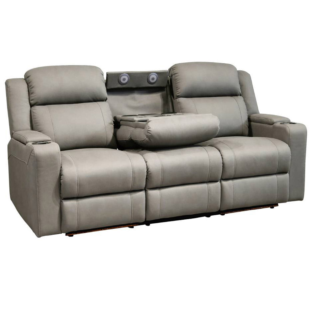 Wolgan 3 Seater Upholstered Recliner Sofa - Grey
