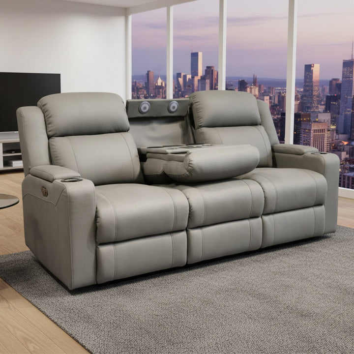 Wolgan 3 Seater Upholstered Recliner Sofa - Grey