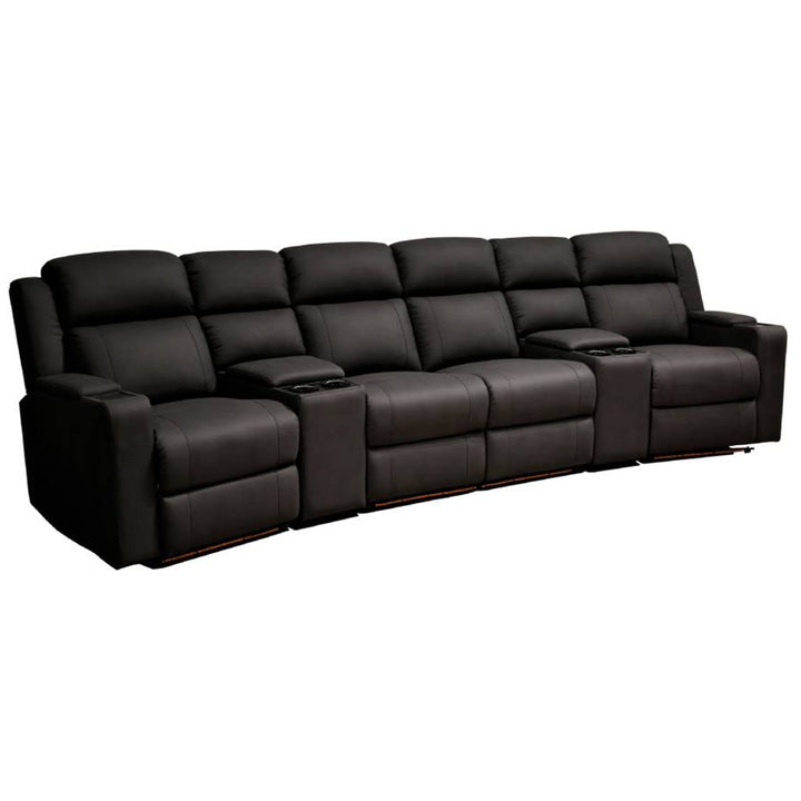 Wolgan Upholstered Suede Fabric Electric Recliner 4 Seater Home Theatre Seating