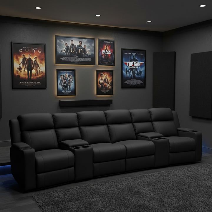 Wolgan Upholstered Suede Fabric Electric Recliner 4 Seater Home Theatre Seating