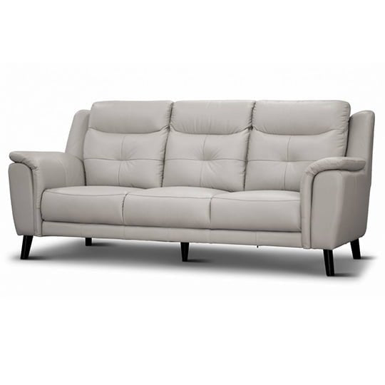 Reeves 3 Seater Leather Sofa - Silver