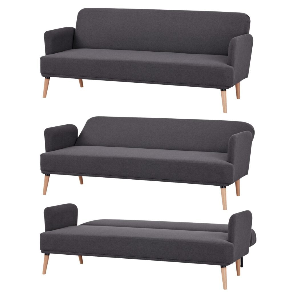 Yaris Dark Grey 3 Seater Sofa Bed