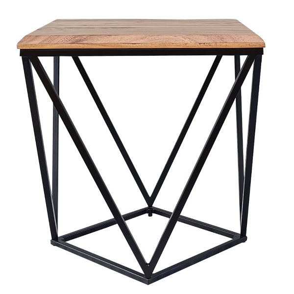 Yass 50cm Timber & Metal Side Table