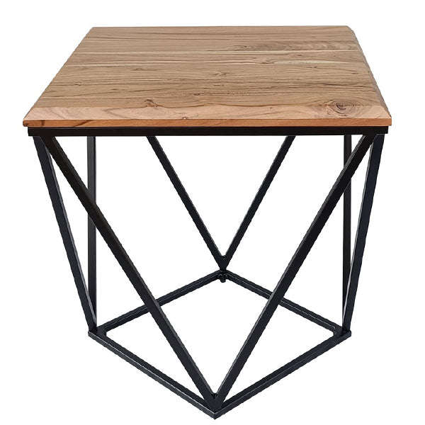 Yass 50cm Timber & Metal Side Table