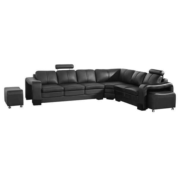 Zenith 6 Seater Faux Leather Corner Sofa with Ottomans