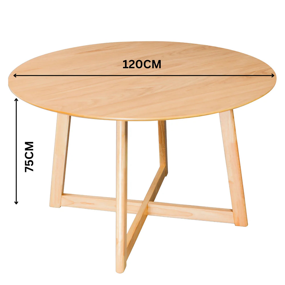 Zodiac 1.2m Round Wooden Dining Table - Natural