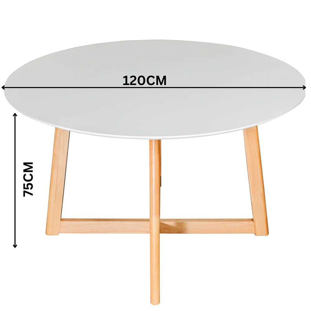 Zodiac 1.2m Round Wooden Dining Table - White