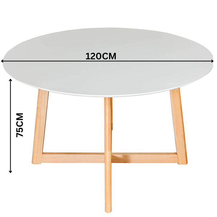 Zodiac 1.2m Round Wooden Dining Table - White