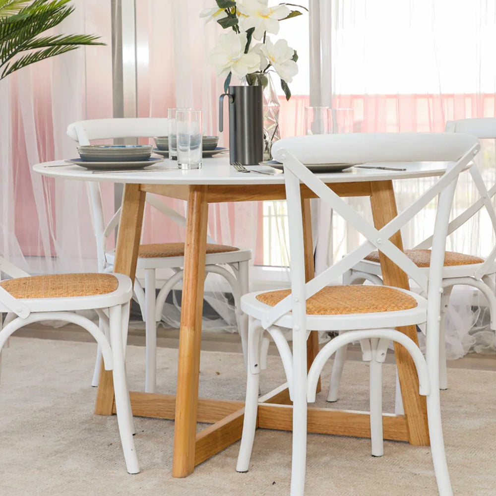 Zodiac 1.2m Round Wooden Dining Table - White