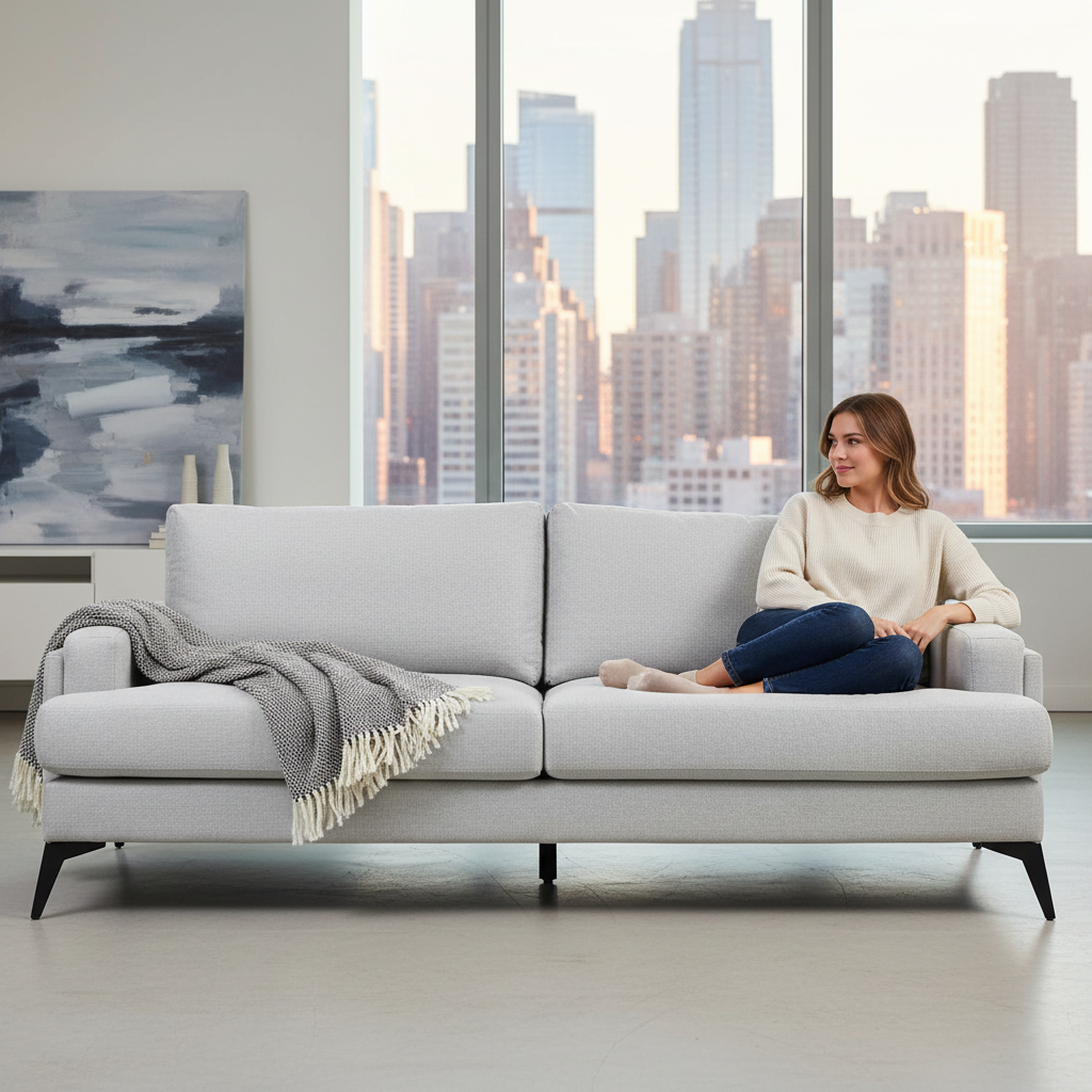 Zoe 3 Seater Sofa - Light Grey