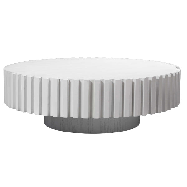 Alicia Oak Round Coffee Table - White