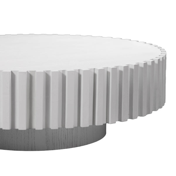 Alicia Oak Round Coffee Table - White