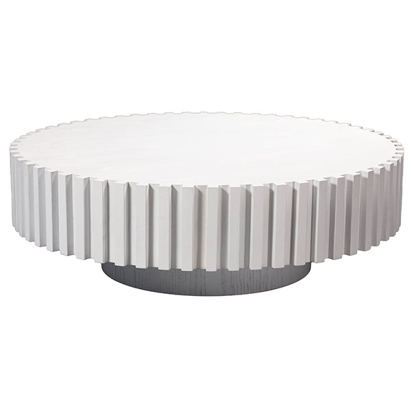 Alicia Oak Round Coffee Table - White