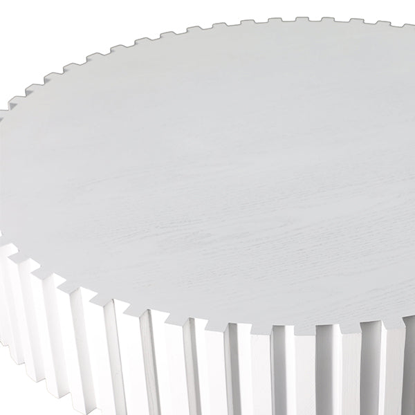 Alicia Oak Round Coffee Table - White