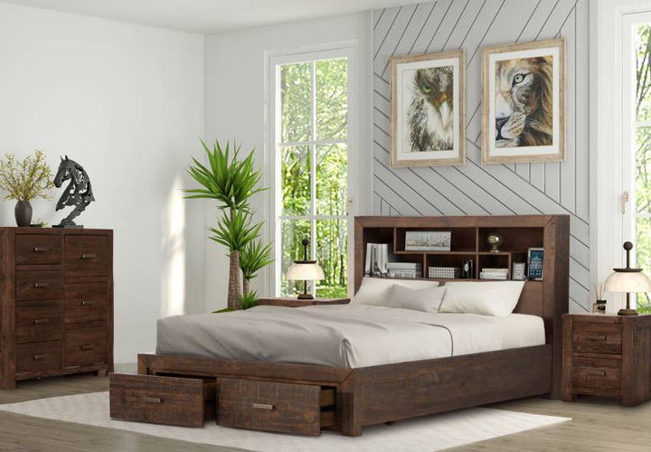 Stone Grey Skylar Pine Wood Bedroom Suite - King