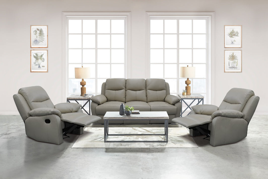 Kent Manual Leather Recliner 3 Seater Sofa - Wheat
