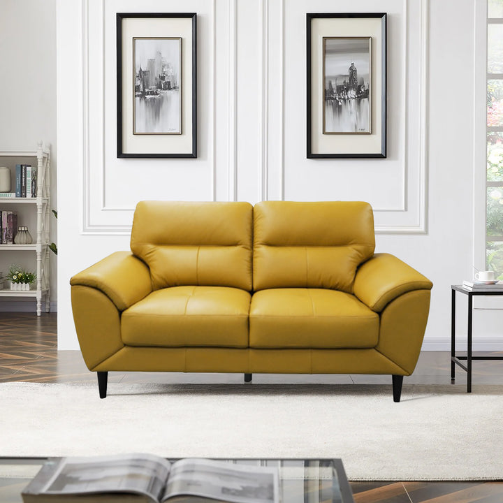 Penrose 2 Seater Leather Sofa - Mustard