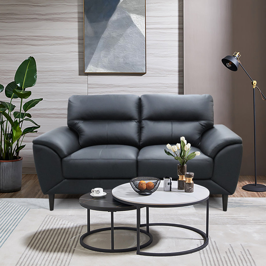 Penrose 2 Seater Leather Sofa - Black