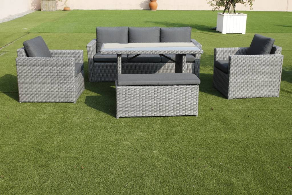 Deerton 5 Piece Wicker Outdoor Dining Lounge Set