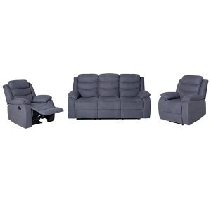 Danville 3 Piece Fabric Recliner Sofa Set, 3+1+1 Seater 1