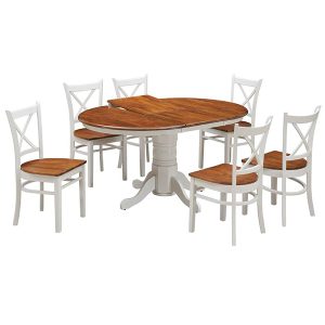 Hamilton 7 Piece Wooden Round Extensible Dining Table Set, 107-150cm 1