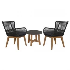 Kuhl 3 Piece Rope & Eucalyptus Timber Outdoor Chair Set