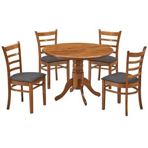 Narellan 5 Piece Rubberwood Round Pedestal Dining Table Set, 105cm
