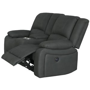 San Marco Fabric 2 Seater Sofa with 2 Inbuilt Electric Recliners – Black 3