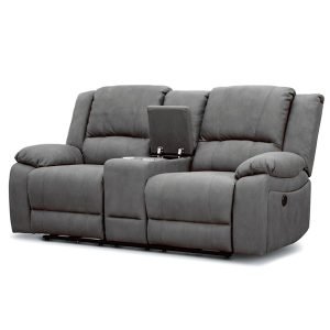 San Marco Fabric 2 Seater Sofa with 2 Inbuilt Electric Recliners – Cafe 3