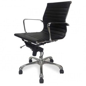 Veera Low Back Office Chair - Black Leather