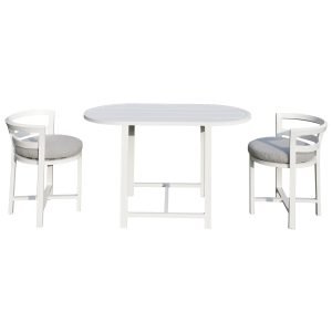 Winona 3 Piece Aluminium Balcony Dining Table Set - White